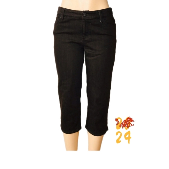 Chico's Denim - Chicos Platinum  Capri Denim Ultimate High Rise Women 2 Mid Wash Black